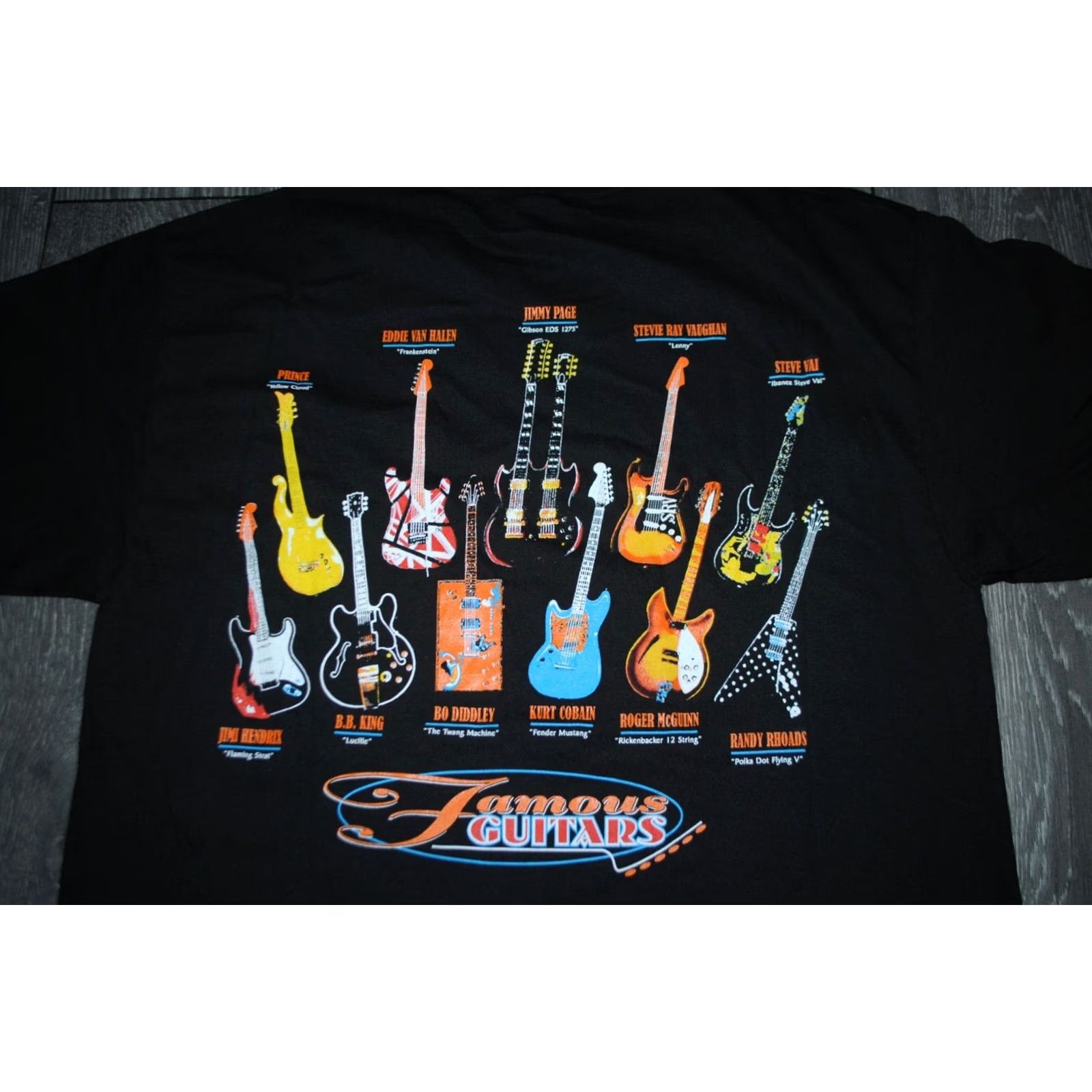Vintage FAMOUS GUITARS SHIRT MENS LARGE BLACK GRAPHIC HENDRIX COBAIN VAN HALEN ROCKSTARS Shirt Mens Large Black Graphic Hendrix Cobain Van Halen Rockstars Size US L / EU 52-54 / 3 - 6 Thumbnail