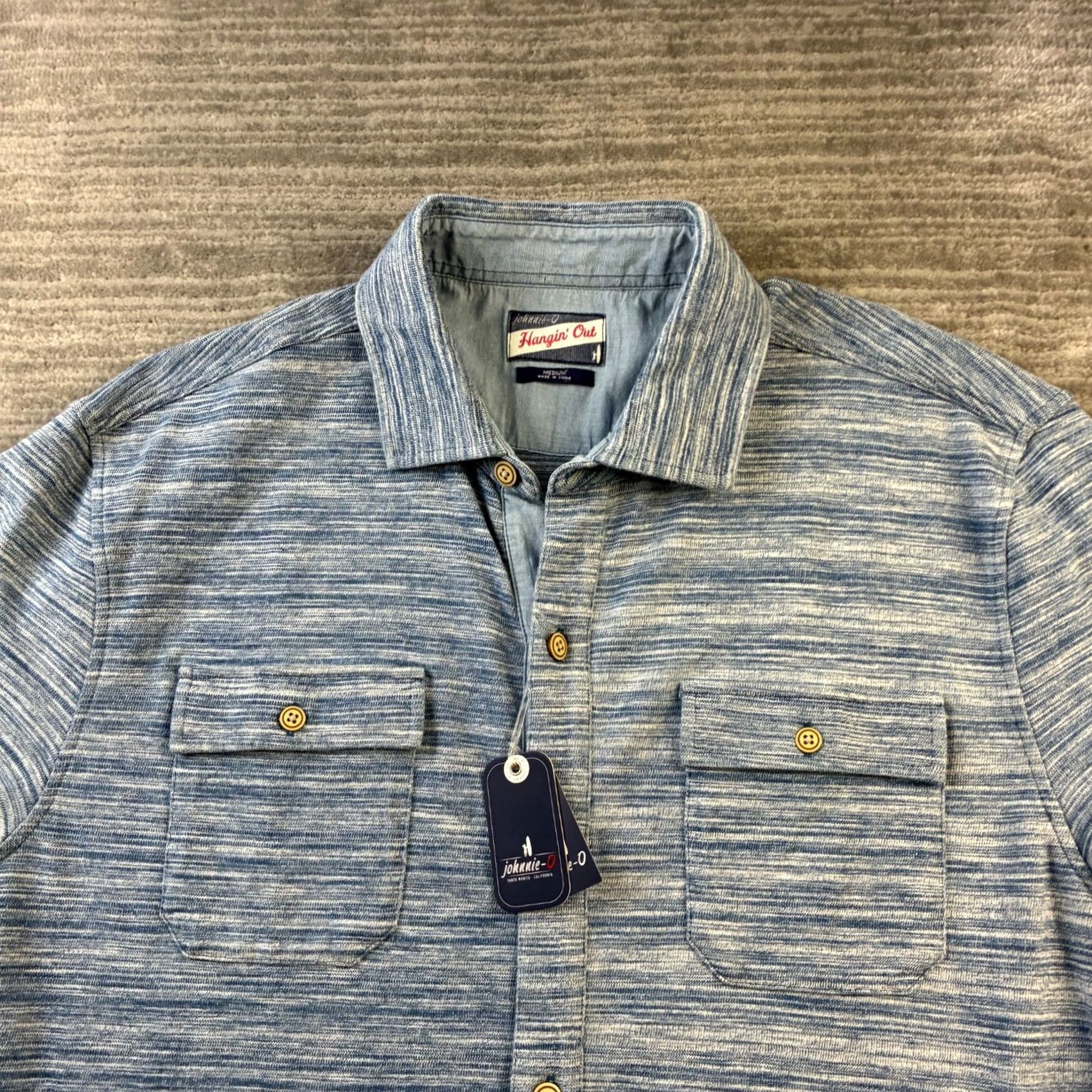 johnnie-O johnnie-O Shirt Mens M Blue Shirt Jacket Indigo Bateman Overshirt Denim Button-Up with Pockets Size US M / EU 48-50 / 2 - 4 Thumbnail