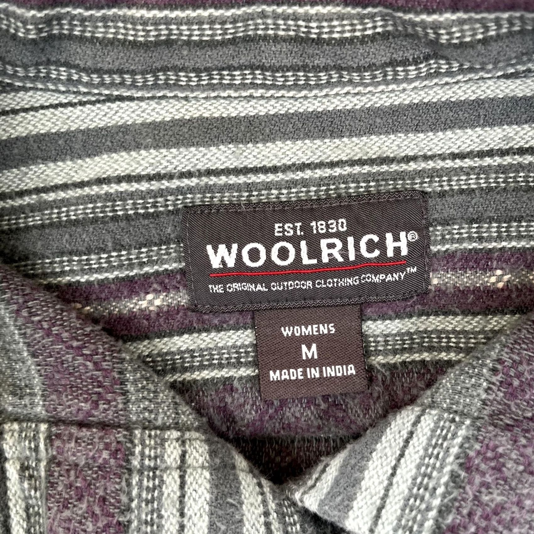 Vintage Woolrich Shirt Womens Medium Gray Stripe Flannel Button Front Long Sleeve Casual Size M / US 6-8 / IT 42-44 - 4 Thumbnail