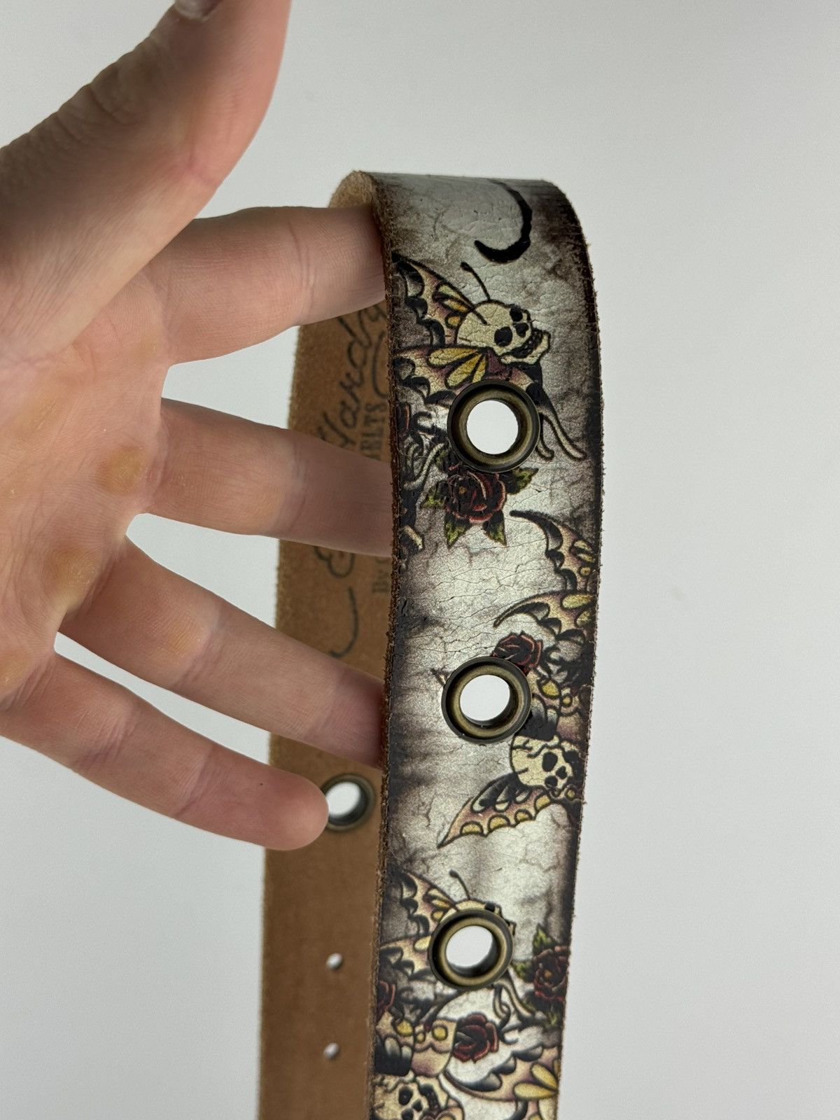 Ed Hardy Vintage Leather Belt Ed Hardy Christian Audigier Rhinestones Size ONE SIZE - 6 Thumbnail