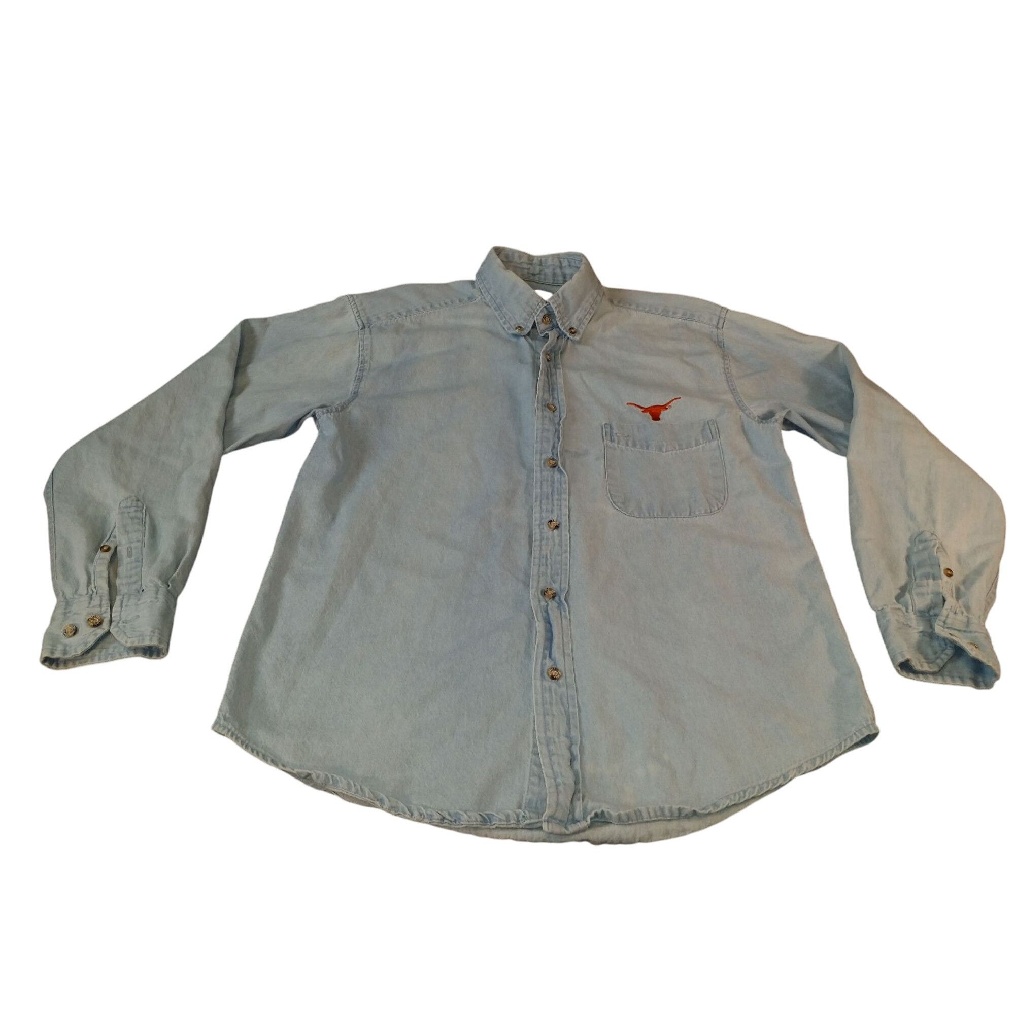 NCAA Texas Longhorns Button Up Shirt Men Sz S Blue Denim Orange A Size US S / EU 44-46 / 1 - 1 Thumbnail