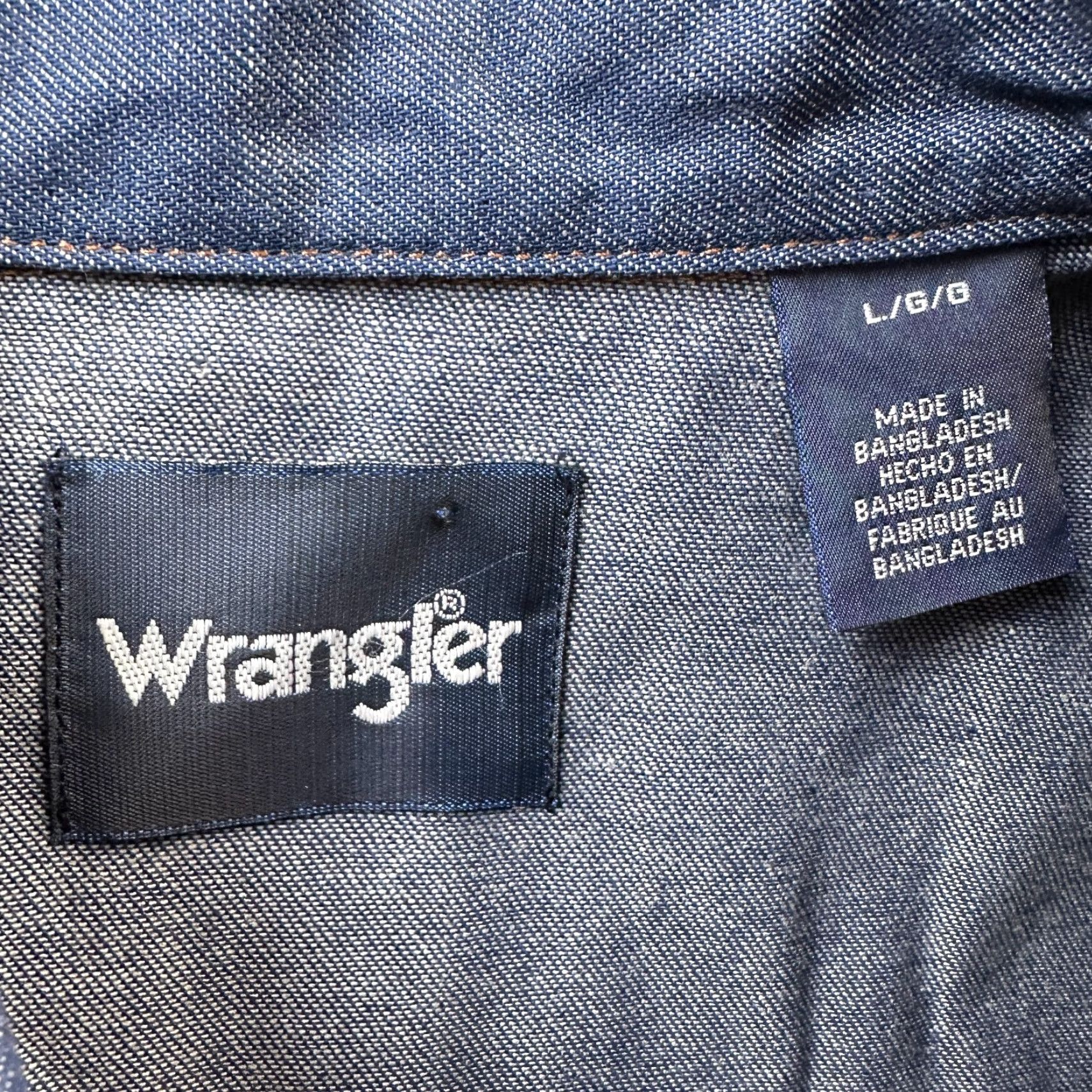 Wrangler Wrangler Shirt Mens Large Blue Denim Pearl Snap Western Size US L / EU 52-54 / 3 - 6 Thumbnail
