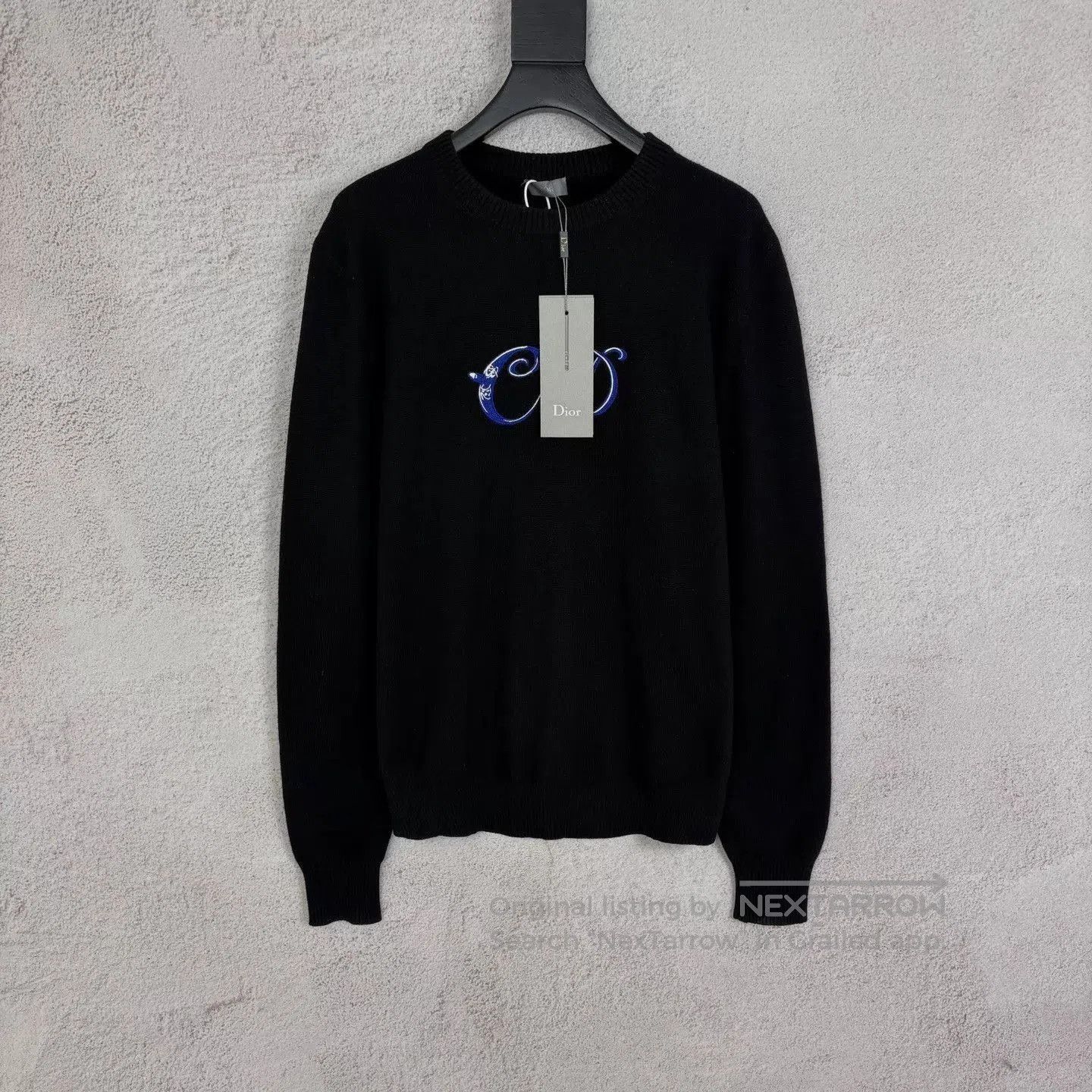 Dior Black Long Sleeve Sweater with Blue Embroidered Design. Size US S / EU 44-46 / 1 - 1 Thumbnail