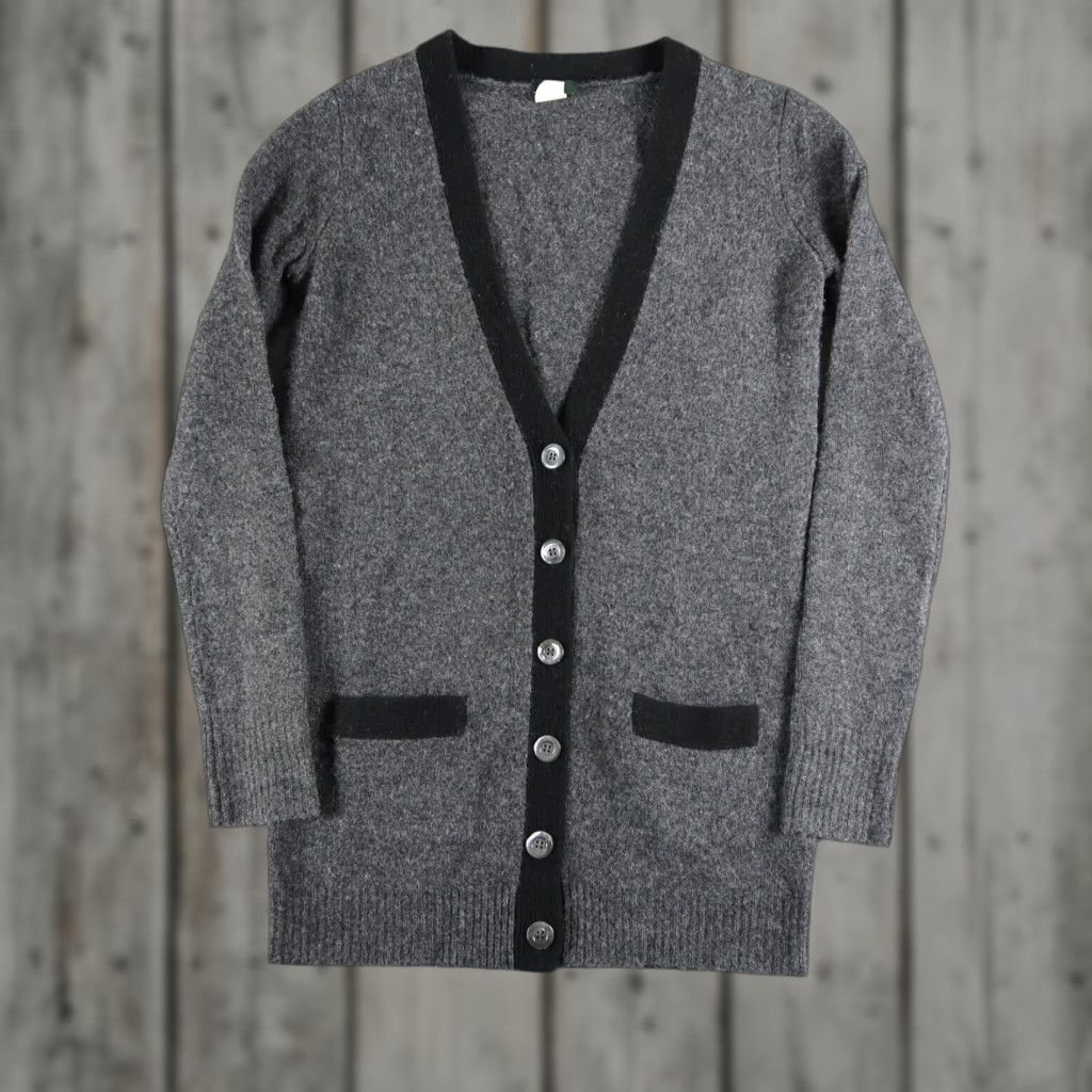 J.Crew J.Crew Sweater Cardigan Women XS XSmall Open Front Long Line Knit Wool Black Gray Size XS / US 0-2 / IT 36-38 - 1 Thumbnail