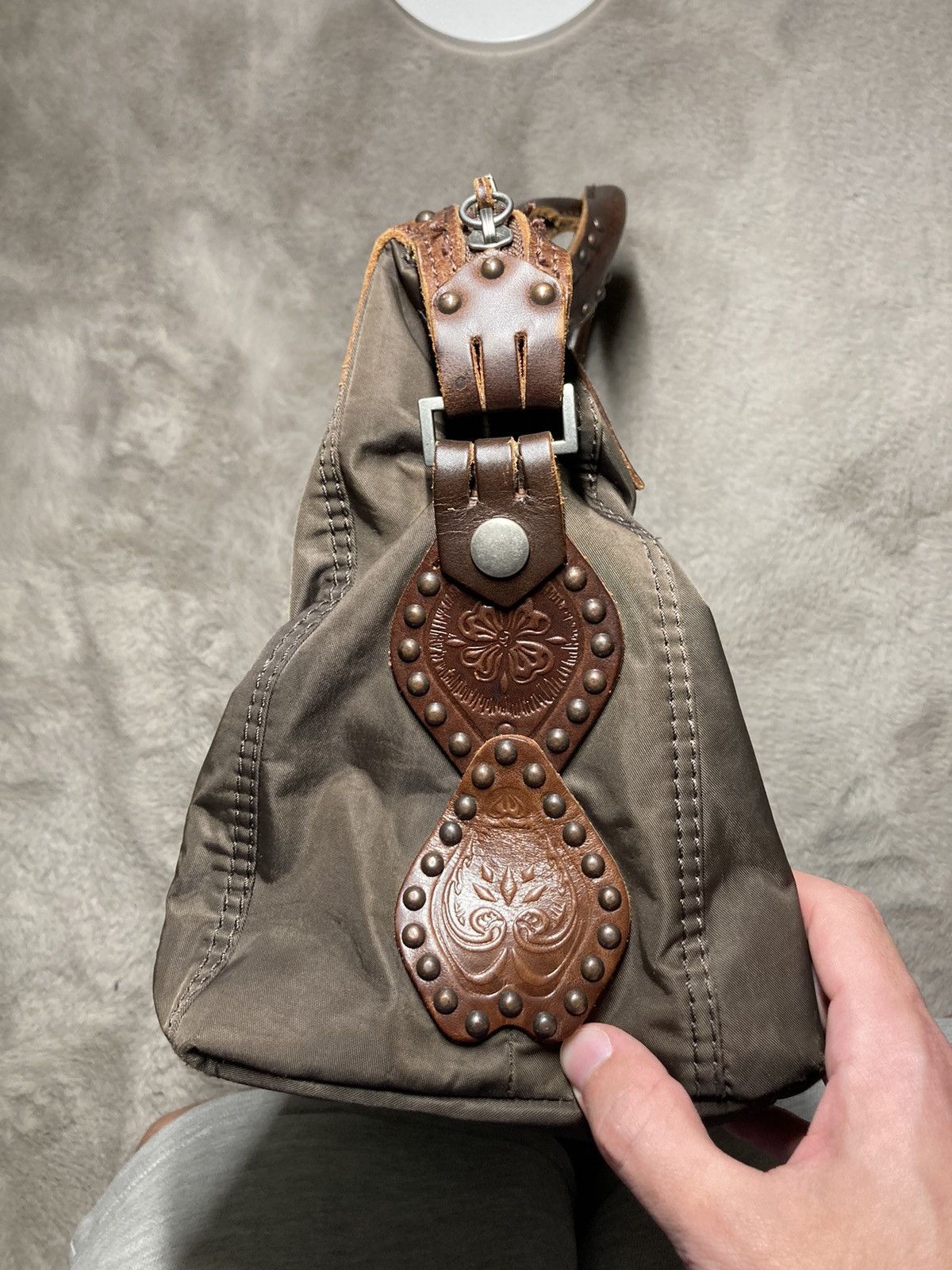Diesel × Vintage ⛩️Vintage Diesel Avant Garde Brown Mini Handbag leather nylon Size ONE SIZE - 3 Thumbnail