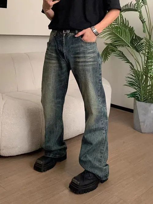 VIBE Doing old casual vintage loose washed micro flare jeans Size US 30 / EU 46 - 3 Thumbnail