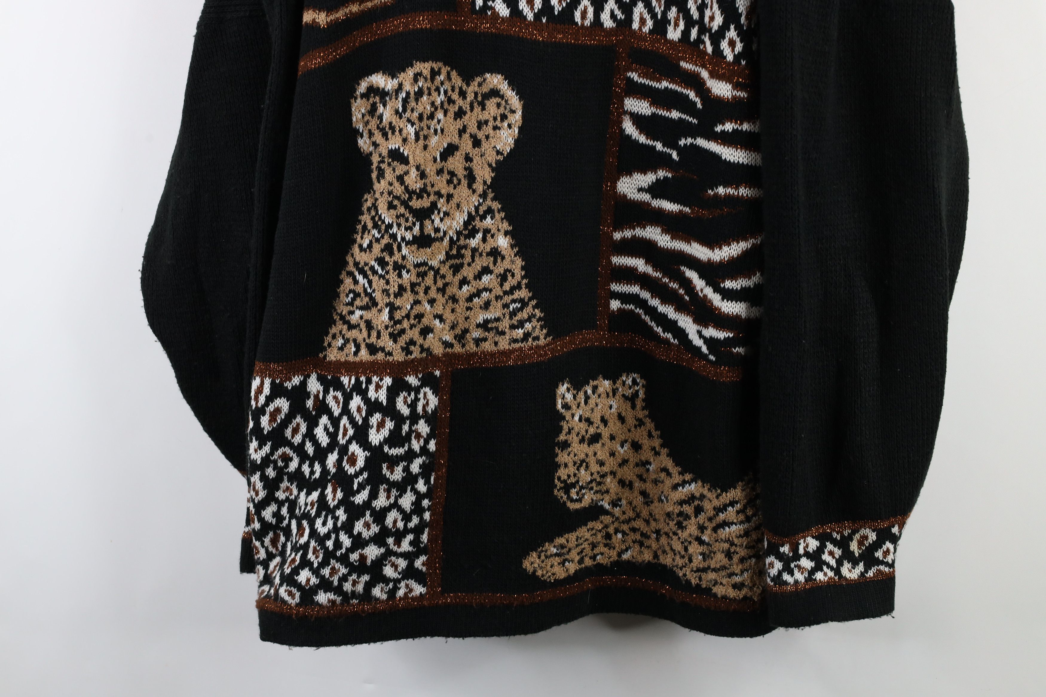 Vintage Vintage 90s Streetwear Cheetah Print Knit Sweater USA Size 3XL / US 20-22 - 3 Thumbnail