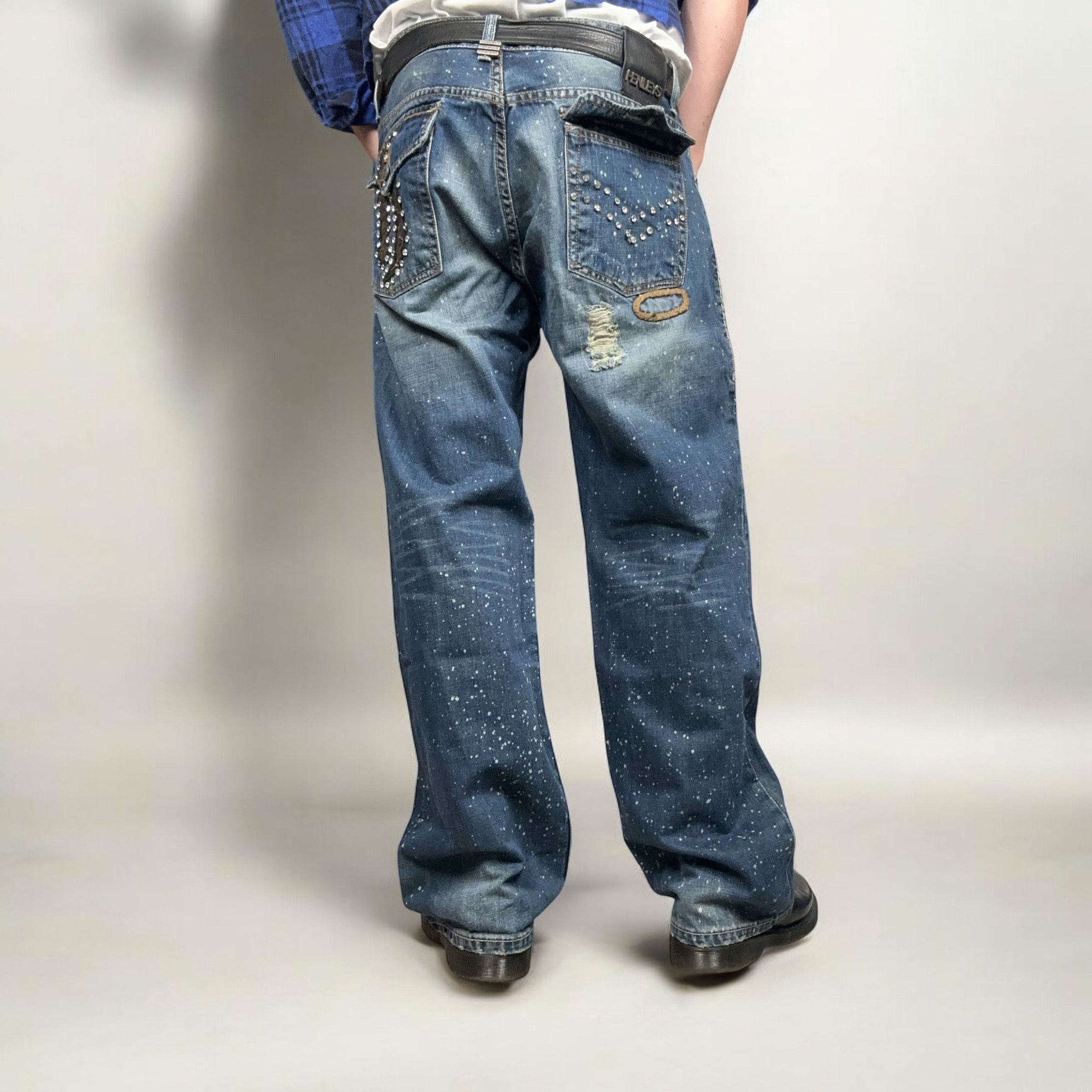 Japanese Brand × Vintage Vintage y2k Reworked Painter Baggy Denim Pants Jeans Size US 34 / EU 50 - 4 Thumbnail