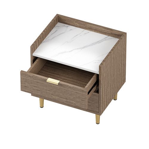 Designer × Homemade Wooden Nightstand with 2 Drawers and Marbling Worktop, Morde Size US L / EU 52-54 / 3 - 6 Thumbnail