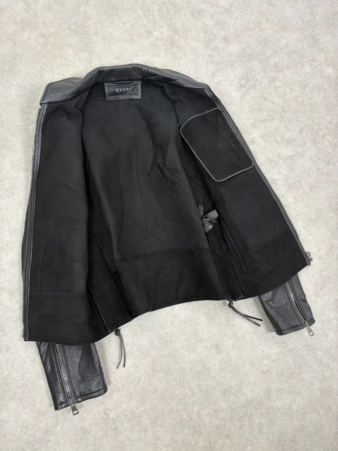 Gucci 2010s Gucci Black Laced Biker Leather Jacket Size US M / EU 48-50 / 2 - 7 Thumbnail