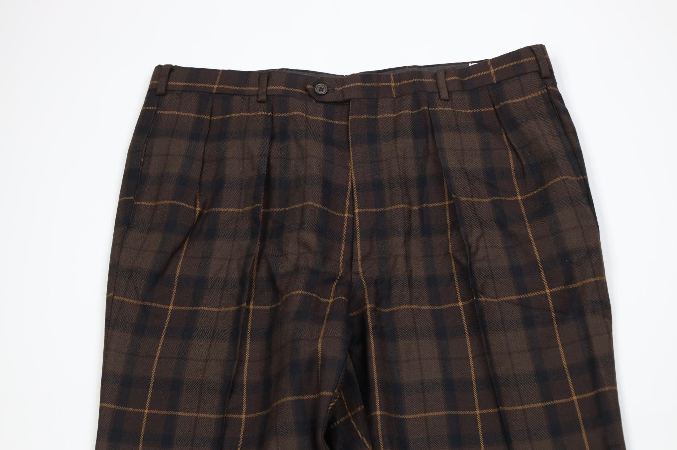 Vintage Vintage 70s Streetwear Wide Leg Chino Pants Brown Plaid USA Size US 36 / EU 52 - 2 Thumbnail