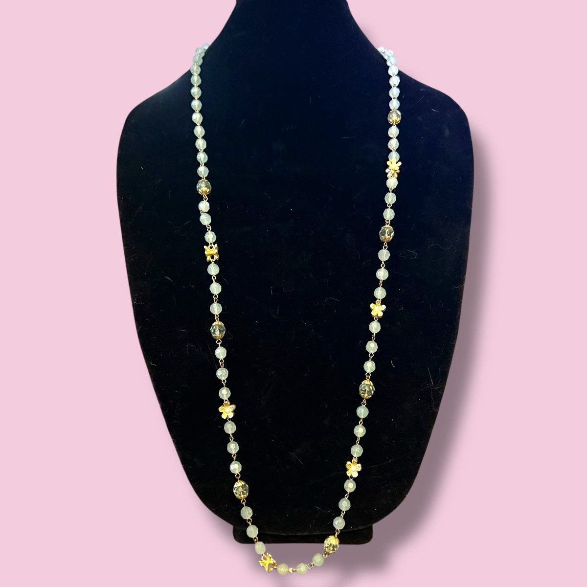 Other Light blue long bead chain and flowers necklace Size ONE SIZE - 2 Thumbnail