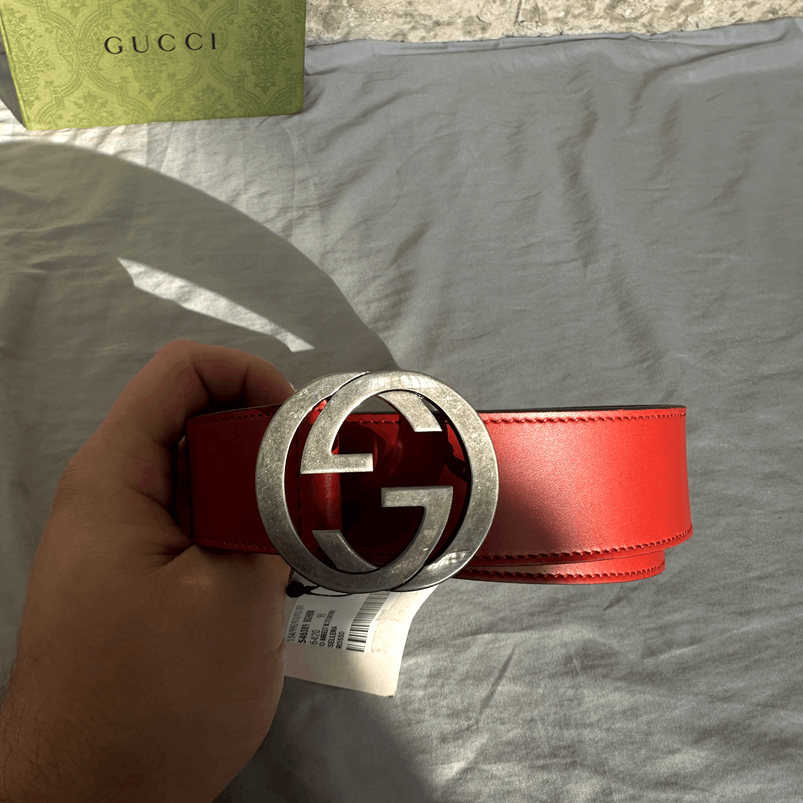 Gucci Gucci Red Belt With Interlocking GG Buckle Size 38 Waist Re Size 38 - 2 Thumbnail