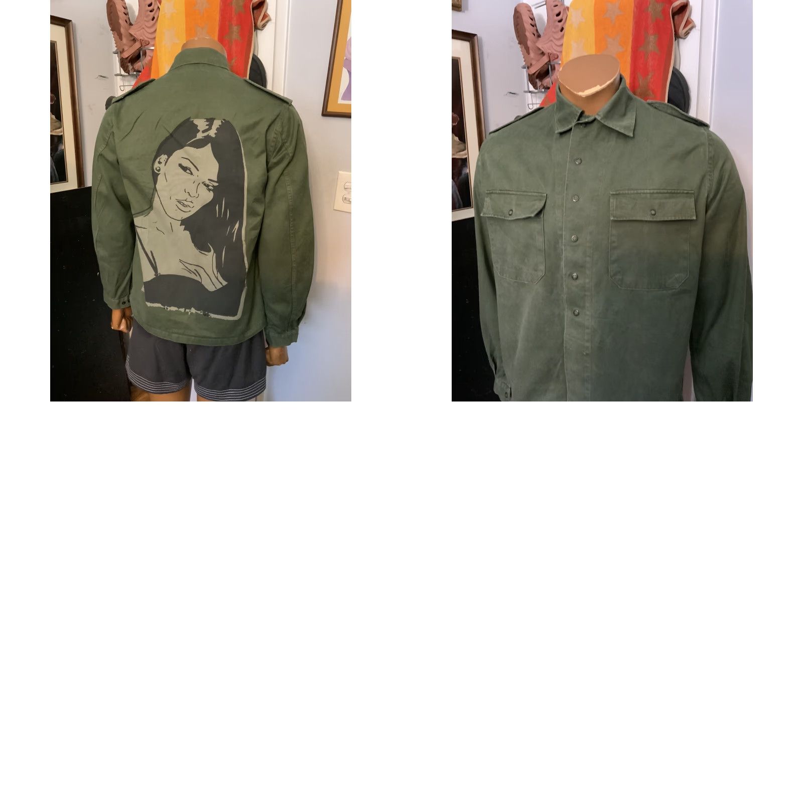 Vintage VINTAGE Belgium Army ABL Military Painted Green Field Shacket Shirt Jacket M 1984 1980s Green Mens Size US M / EU 48-50 / 2 - 8 Thumbnail