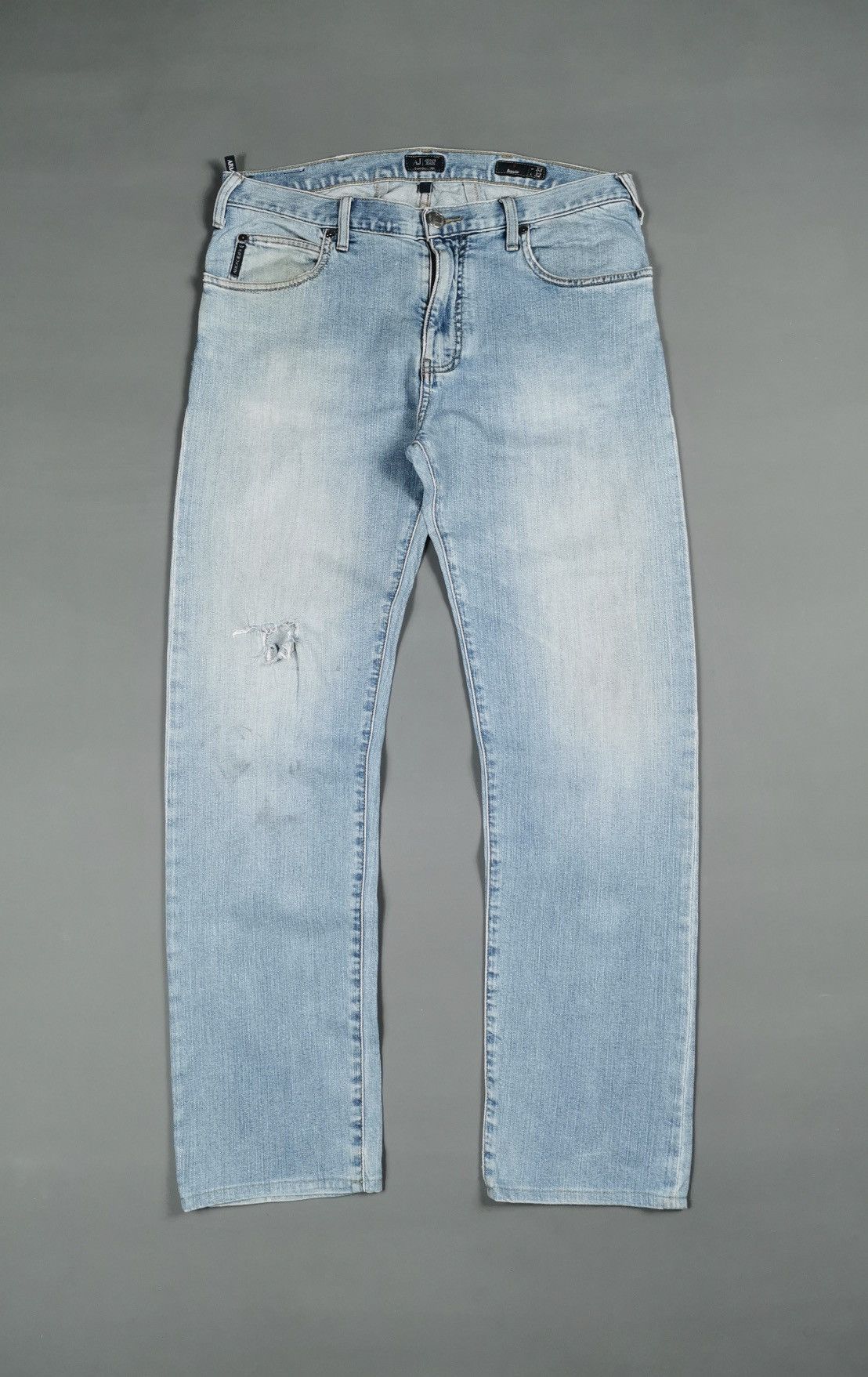 Giorgio Armani Armani J45 Distressed Light Blue Jeans Size US 34 / EU 50 - 1 Thumbnail