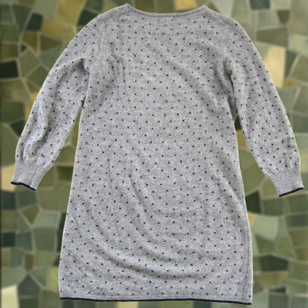 Vintage Bartolini Wool Long Sleeve Sweater Dress L Grey Polka Dot Knit Day Dress Women Size L / US 10 / IT 46 - 1 Thumbnail