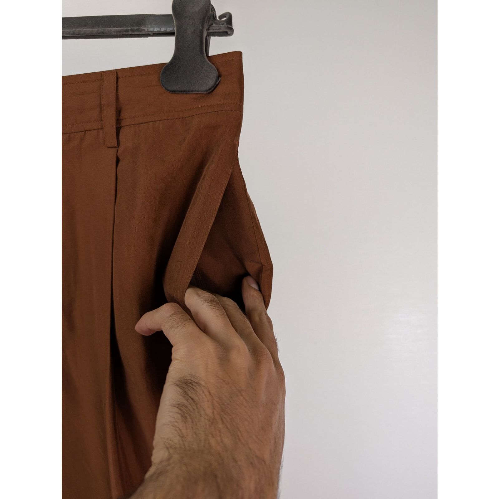 Gant o1rshd1 CC20 Relaxed Silk Suit Pants in Cognac Brown Size US 34 / EU 50 - 4 Thumbnail