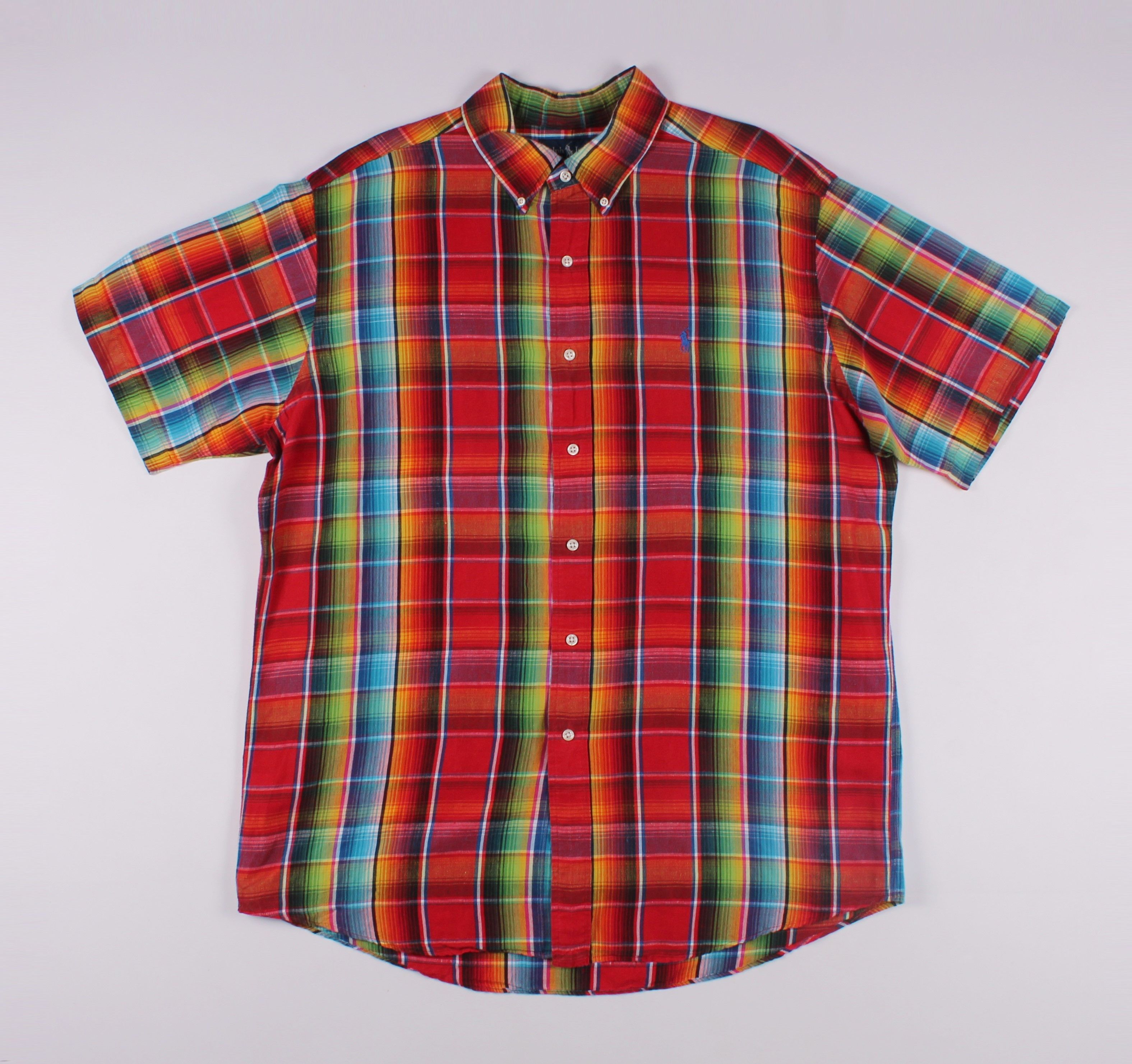 Ralph Lauren Ralph Lauren Linen Blend Rainbow Checkered Shirt Size US XL / EU 56 / 4 - 1 Thumbnail