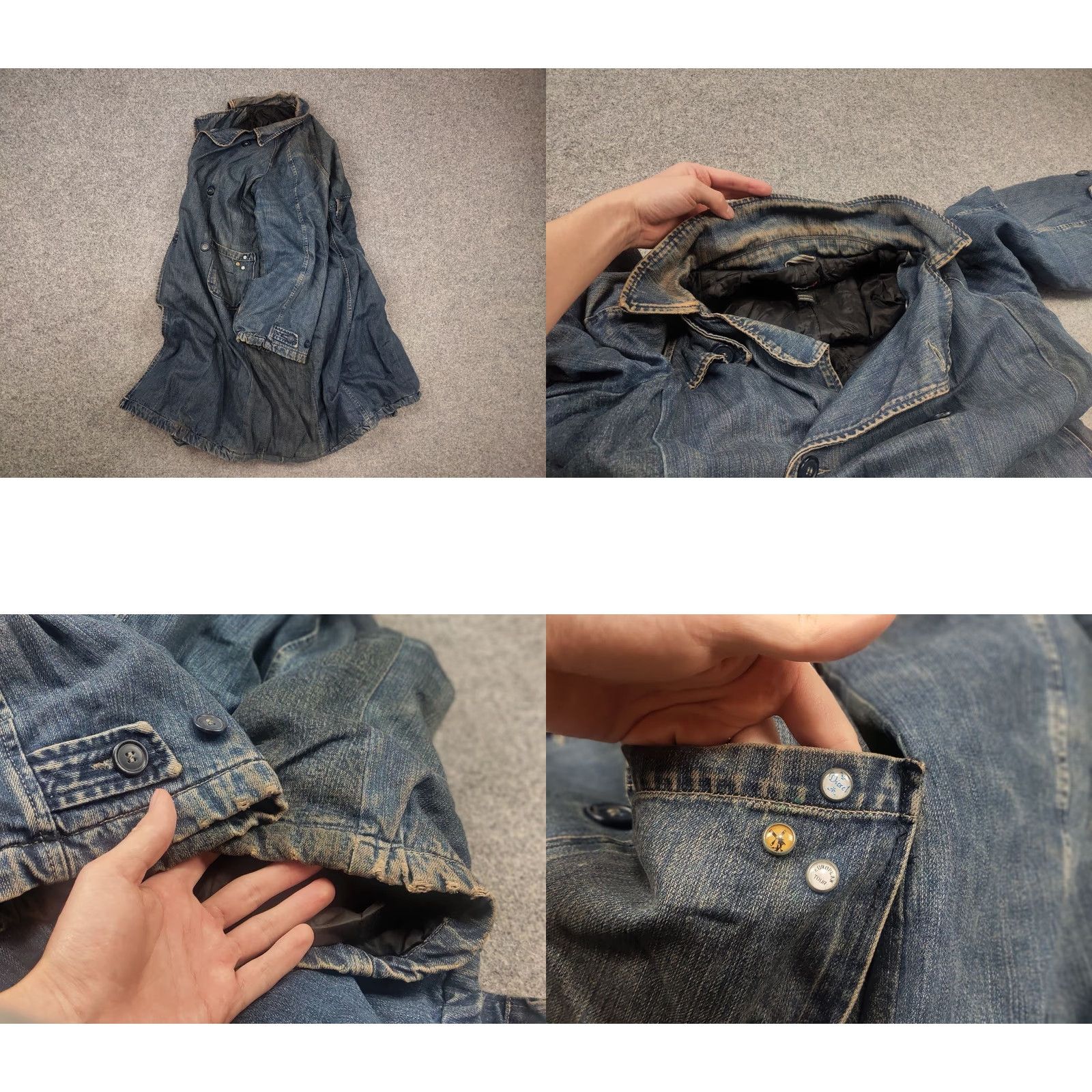 Diesel VINTAGE Diesel Archive Denim Faded double-breasted coat Oversized Jacket XL Blue Denim Archive 90s Grunge Mens Jacket Size US XL / EU 56 / 4 - 10 Thumbnail