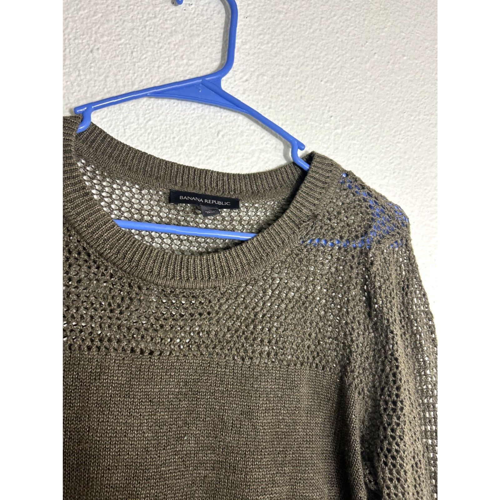 Banana Republic Banana Republic Women's Small Green Loose Knit Striped Sweater Size S / US 4 / IT 40 - 4 Thumbnail