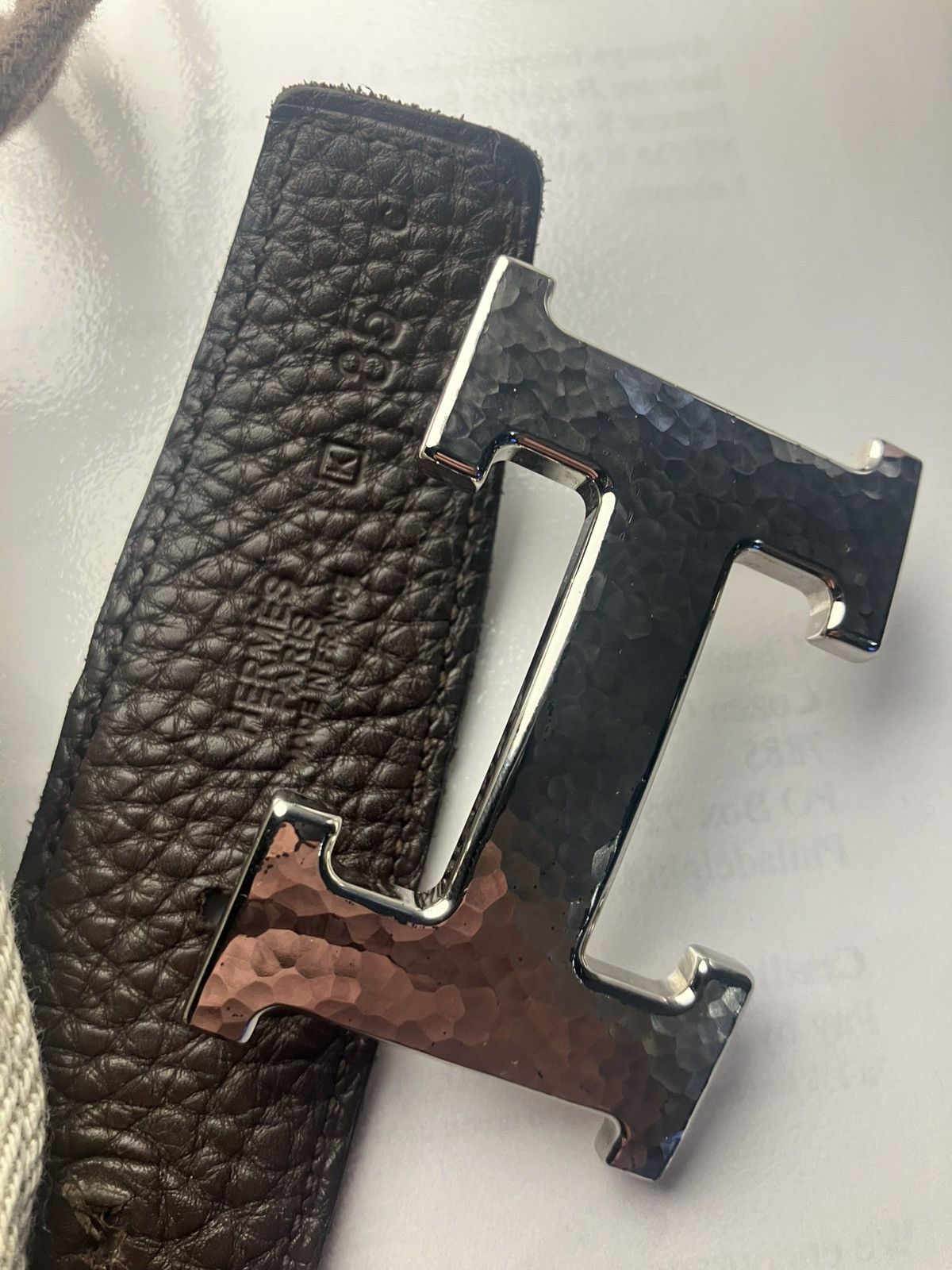 Hermes Hermes H hammered Belt Size 34 - 6 Thumbnail