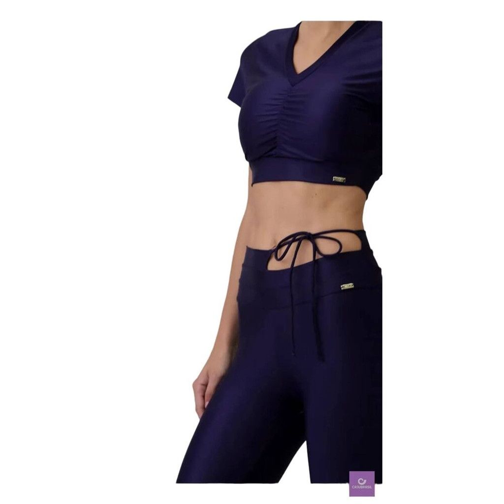 Other Cajubrasil Solid Navy Blue Yoga Stir-Up Leggings High L Size 28" / US 6 / IT 42 - 3 Thumbnail