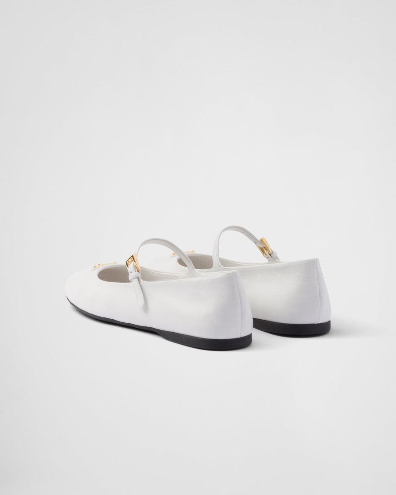 Prada o1B3y1r0526 Nappa Leather Ballerinas in White Size US 6 / IT 36 - 4 Thumbnail