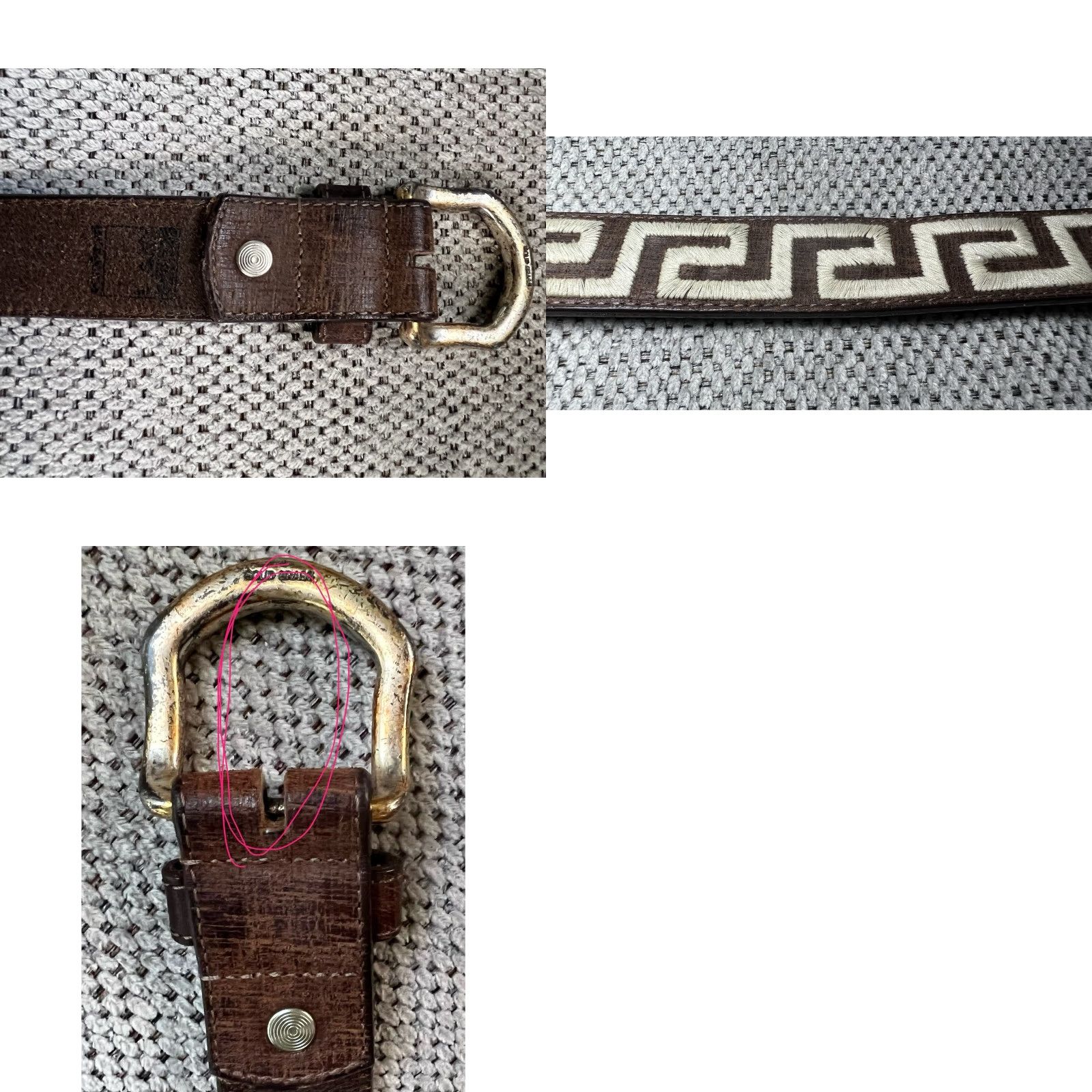 Patagonia VINTAGE Patagonia Belt Leather Brown 32 Men Mens 1.25” Wide Brass Hardware Greek Sand Pattern READ* Size 32 - 8 Thumbnail