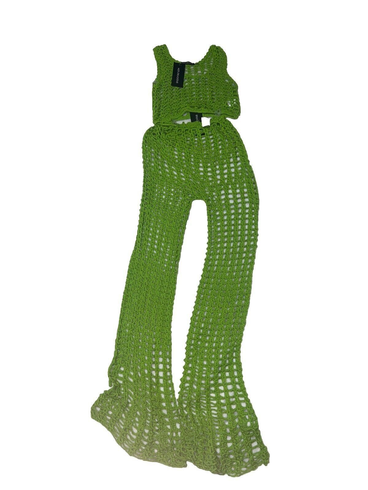 Designer Med Dolls Kill Sage Desert Dancing Crochet Pants Set NWT Size ONE SIZE - 2 Thumbnail