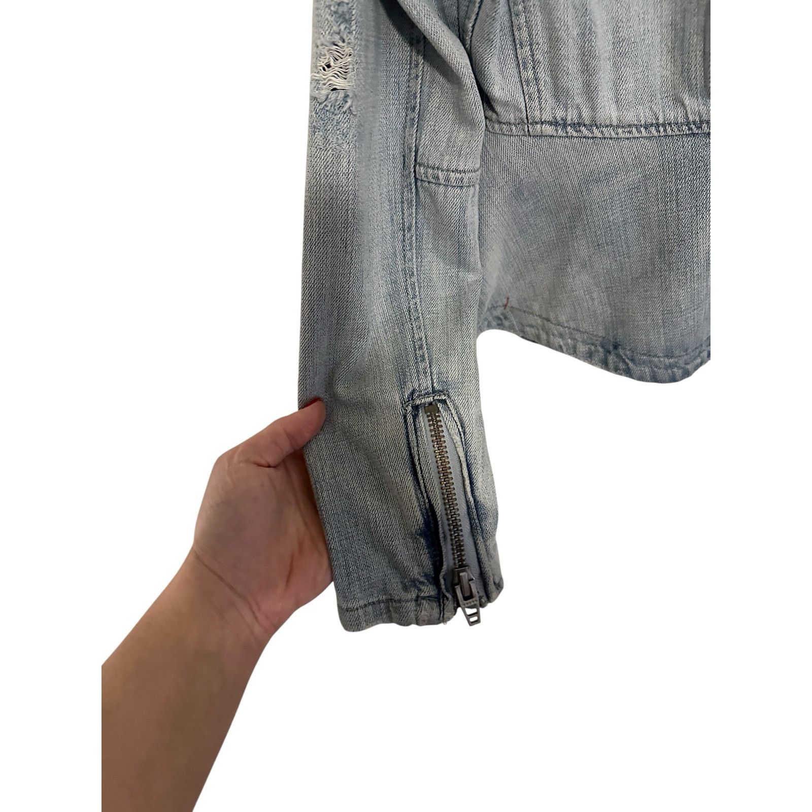 BLANKNYC BLANK NYC Blue Long Sleeve Zip Pocket Denim Zip Up Jacket Size S / US 4 / IT 40 - 12 Thumbnail