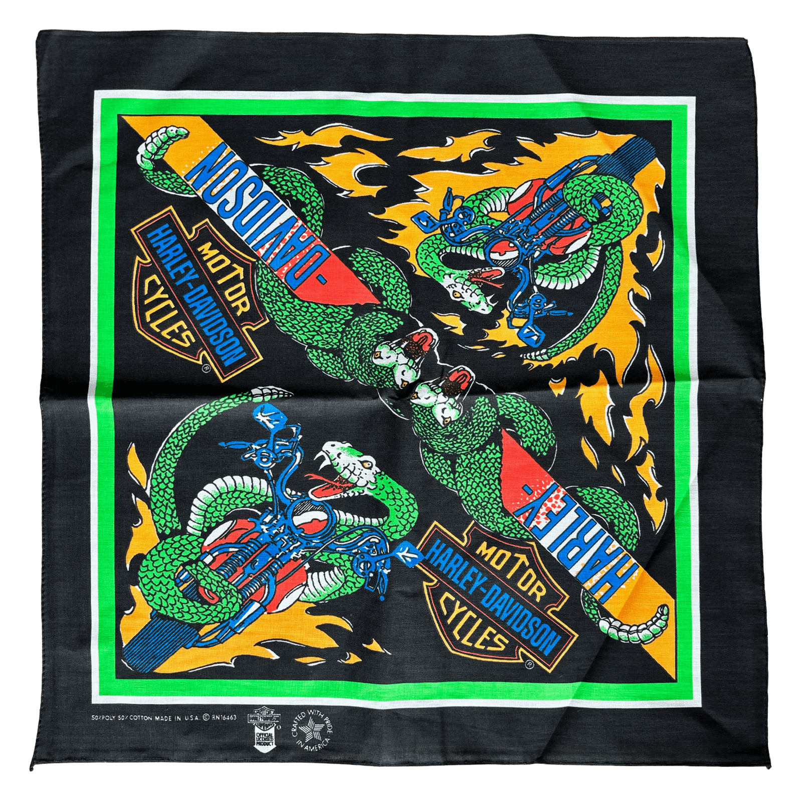 Harley Davidson Vintage Harley Davidson Bandana Made In USA Snakes Size ONE SIZE - 1 Preview