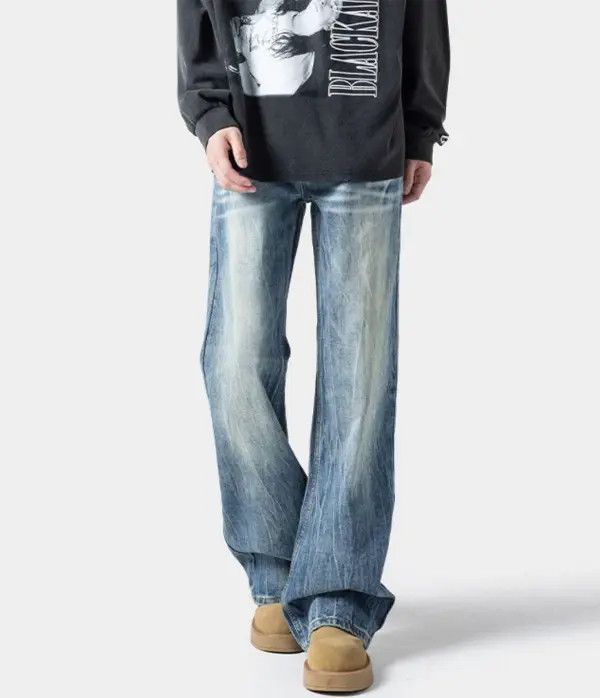 Japanese Brand VIBE Men's high street washed lightning pattern jeans Size US 32 / EU 48 - 5 Thumbnail