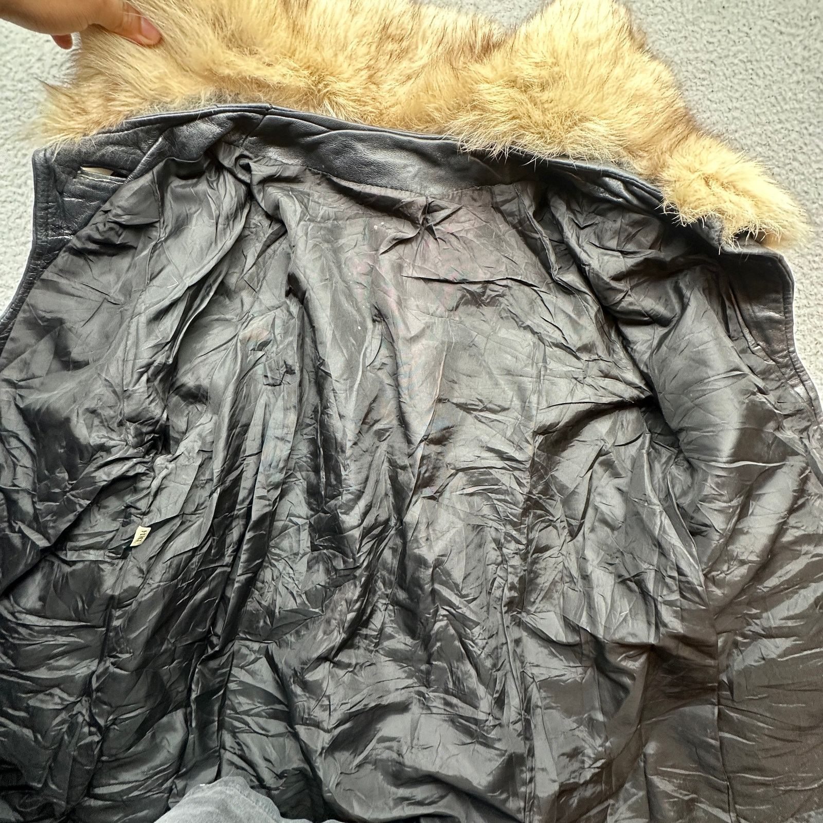 Vintage Vintage 60s 70s Black Leather Fox Fur Swing Coat Womens Size L / US 10 / IT 46 - 7 Thumbnail