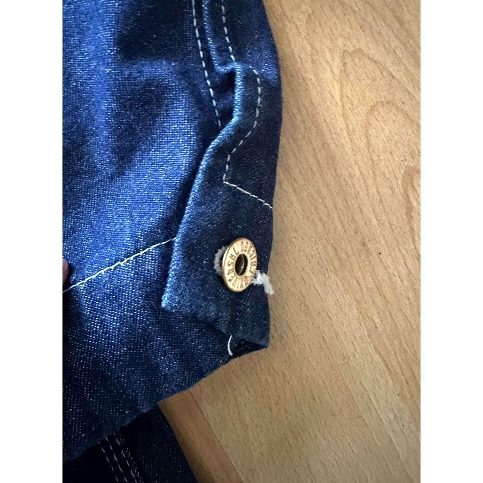 Vintage VINTAGE 60s Universal Overall Stone Cutter Jacket Mens 50 Chore Coat Sanforized Denim Blue Metal Button Pocket Military USA Collared Size US 34 / EU 50 - 6 Thumbnail