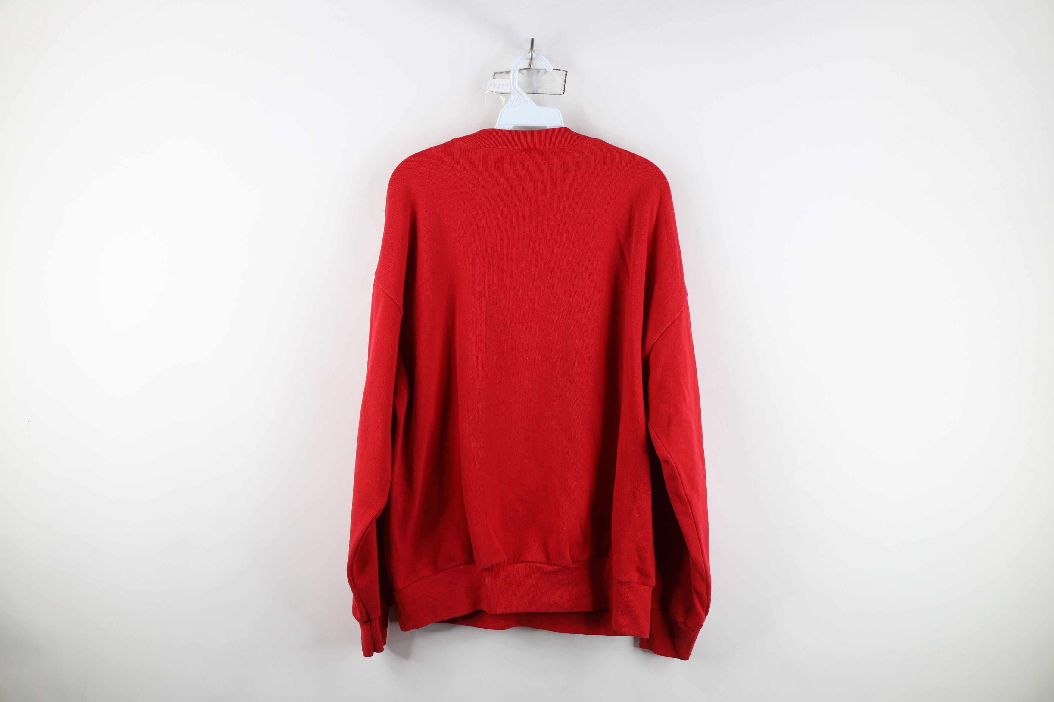 Vintage Vintage 90s Streetwear Blank Crewneck Sweatshirt Red USA Size US XL / EU 56 / 4 - 9 Thumbnail