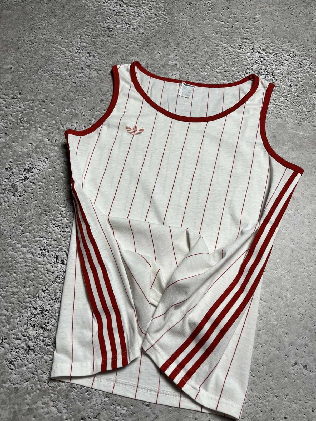 Adidas × Vintage Vintage Adidas Ventex Tank Top Red White Pinstripe Trefoil Size US XS / EU 42 / 0 - 4 Thumbnail