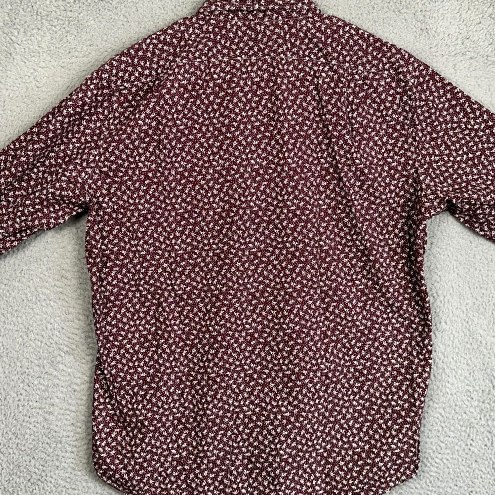 J.Crew J.CREW Shirt Mens XL Maroon Slim Fit Button-Down Micro Floral Casual Long Sleeve Size US XL / EU 56 / 4 - 3 Thumbnail