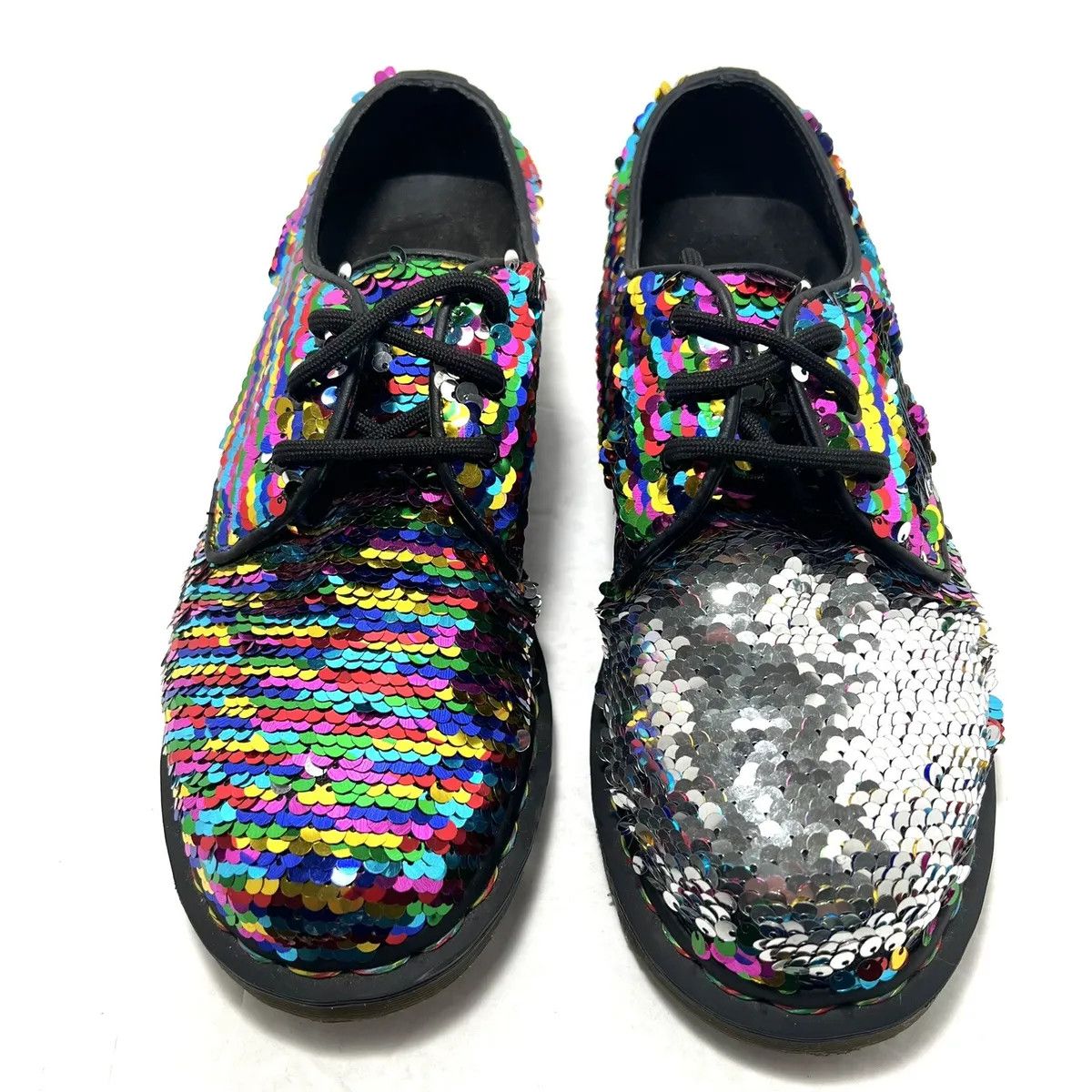 Dr. Martens 🌈 Dr Martens 1461 3 Loch Sequin Rainbow Silver Size US 7 / IT 37 - 6 Thumbnail