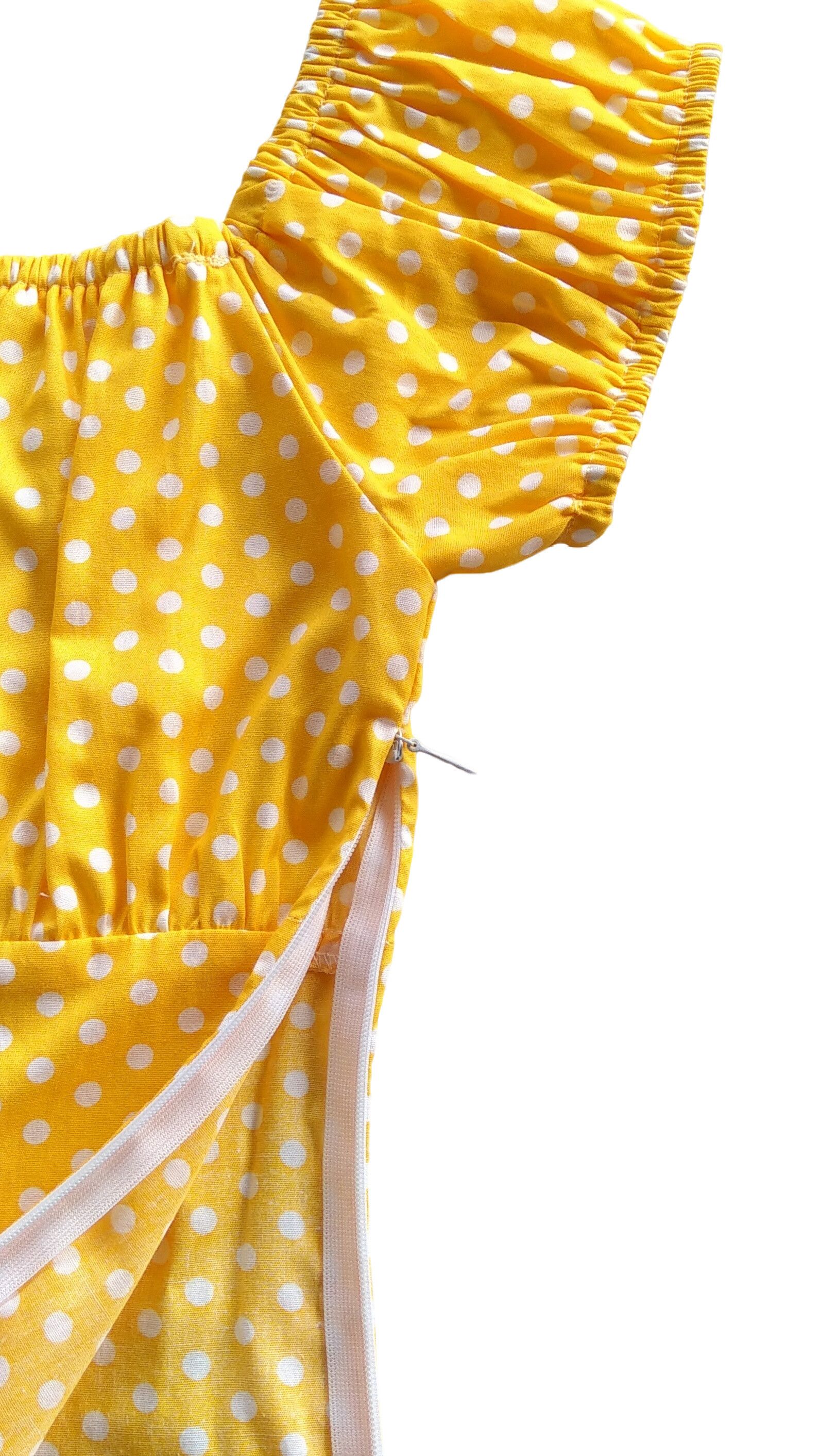 Other Vintage Polka Dots Blouses Cotton Tops Women (yellow white) Size L / US 10 / IT 46 - 8 Thumbnail