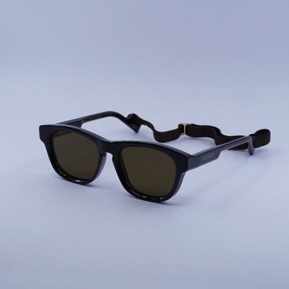 Gucci Gucci GG1238S 001 Sunglasses Black Square Frame, Brown Size ONE SIZE - 1 Thumbnail