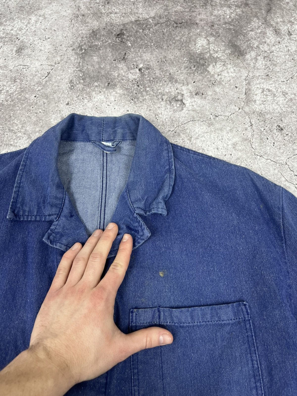 Other Vintage French Worker Work Jacket Cotton Blue Size US XL / EU 56 / 4 - 7 Thumbnail