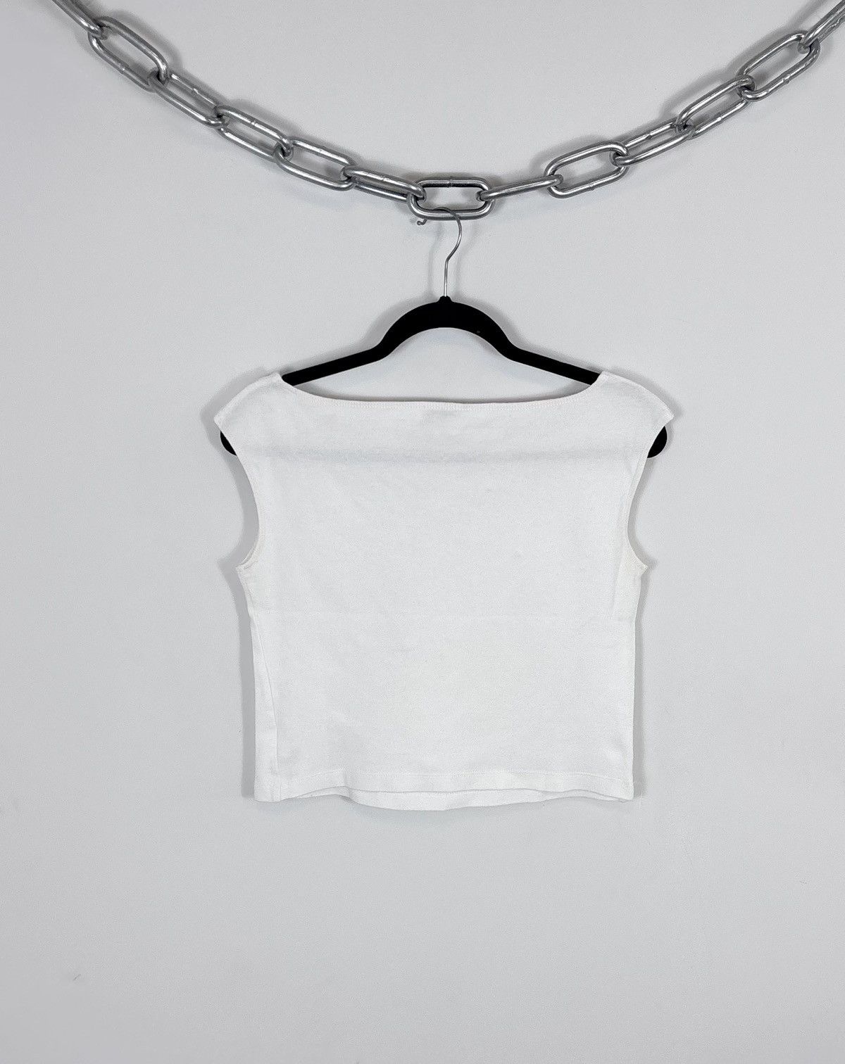 Armani Vintage Armani Jeans Women’s White Crop Top Tank Top Size L / US 10 / IT 46 - 12 Thumbnail