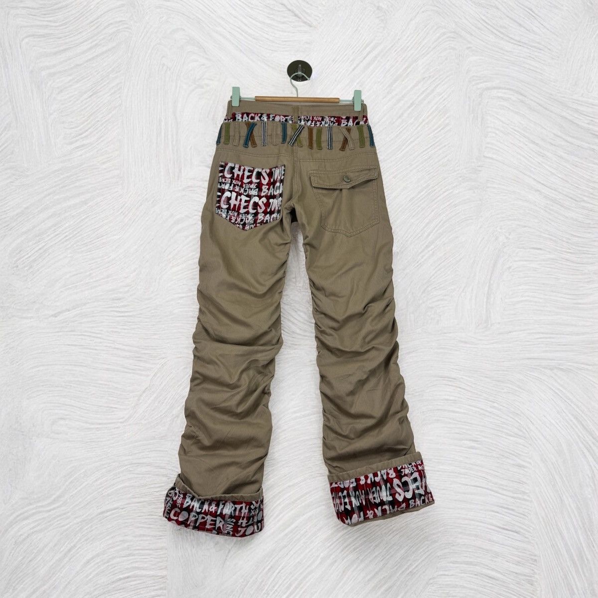 Japanese Brand BACK FORTH DOUBLE WAIST STACKED TARTAN PLAID PANT Size US 27 - 2 Thumbnail