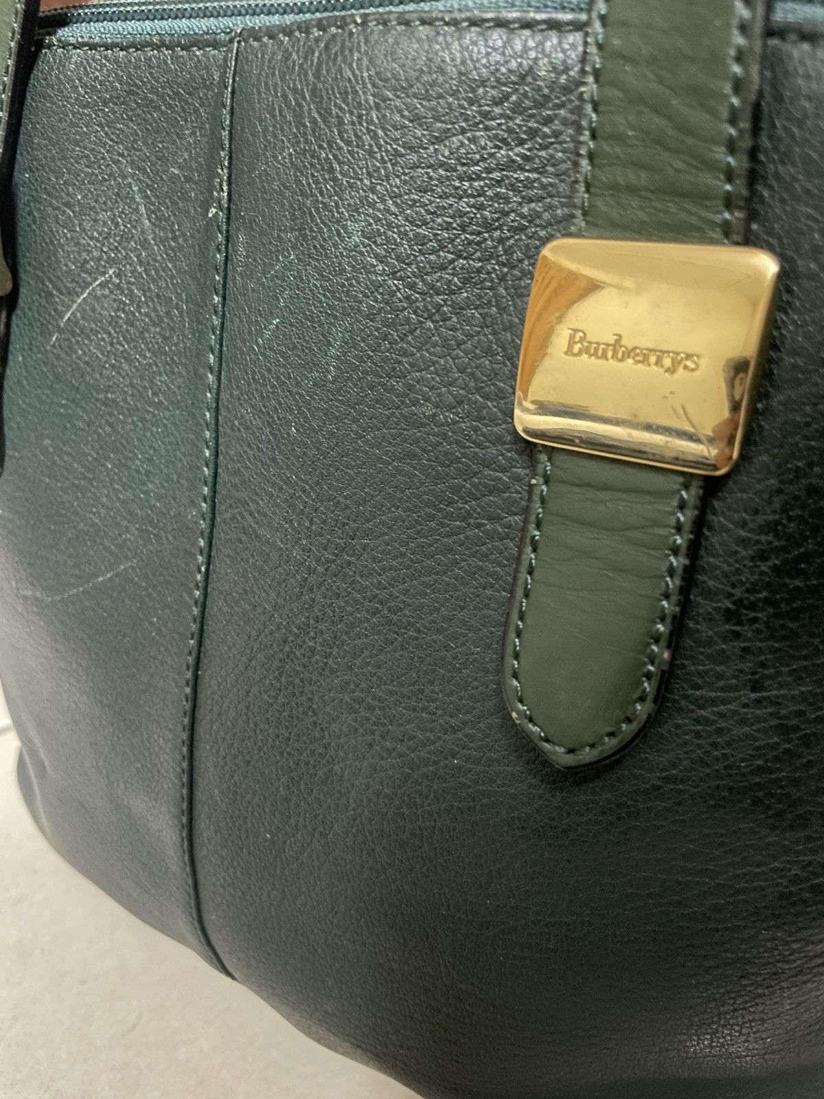 Burberry Vintage Burberrys Nova Check Green Leather Bag Size ONE SIZE - 3 Thumbnail