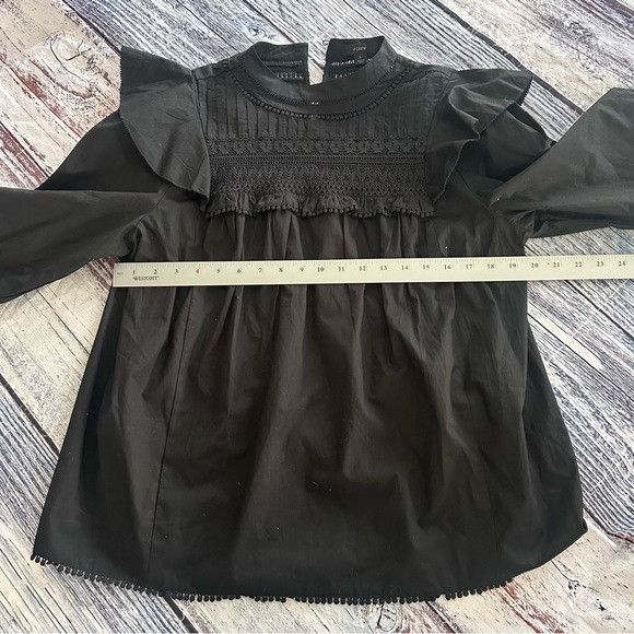 J.Crew J. Crew Black Crochet Ruffled Blouse Size L / US 10 / IT 46 - 10 Thumbnail