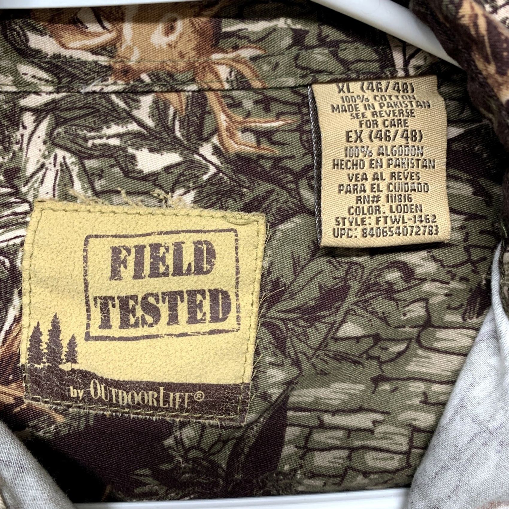 Vintage Field Tested Outdoor Life Men’s Shirt XL Button Brown Green Deer Leaves Camo Size US XL / EU 56 / 4 - 7 Thumbnail