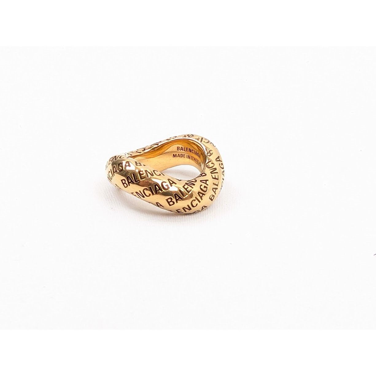 Balenciaga o1rshd1 Size: 52 / DUP / Brass Logo Ring in Antique Gold Size ONE SIZE - 4 Thumbnail
