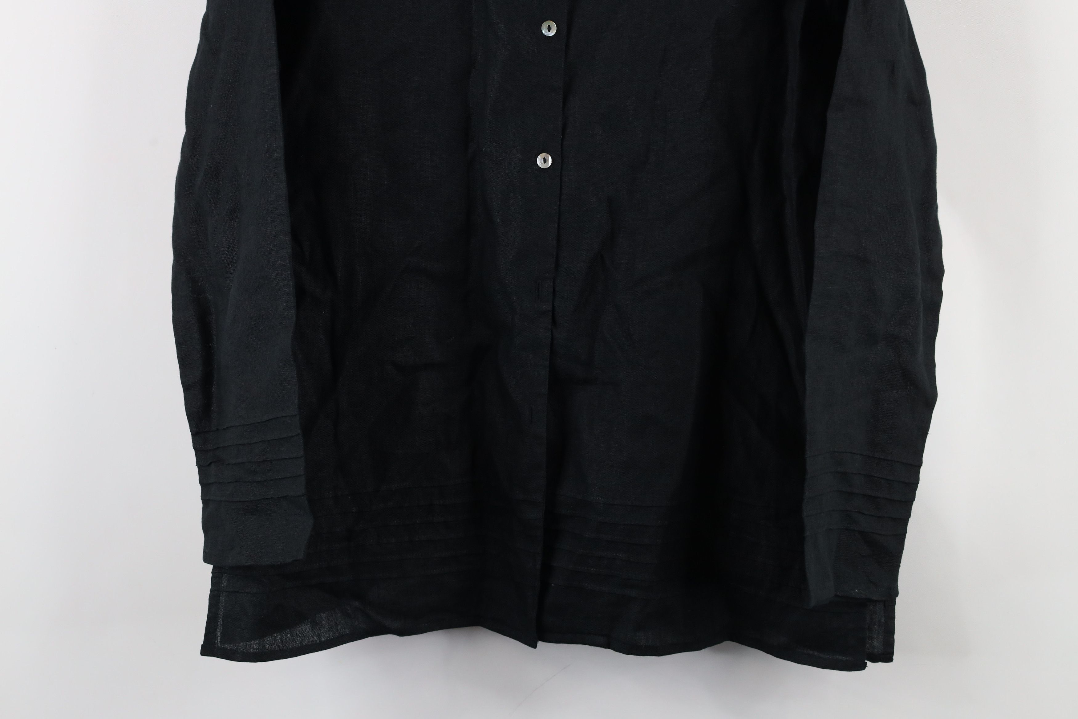 Vintage Edward Distressed Irish Linen Looped Collar Button Shirt Size S / US 4 / IT 40 - 3 Thumbnail