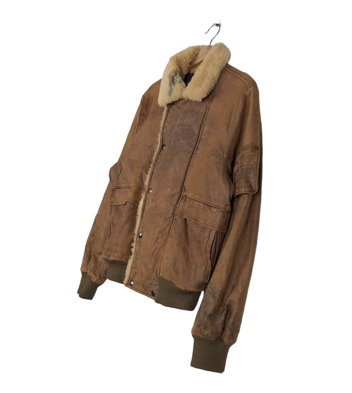 Marithe + Francois Girbaud 🔥VINTAGE 80’s BIKER LEATHER JACKET MILLESIMES SHERPA COLLAR Size US S / EU 44-46 / 1 - 2 Thumbnail