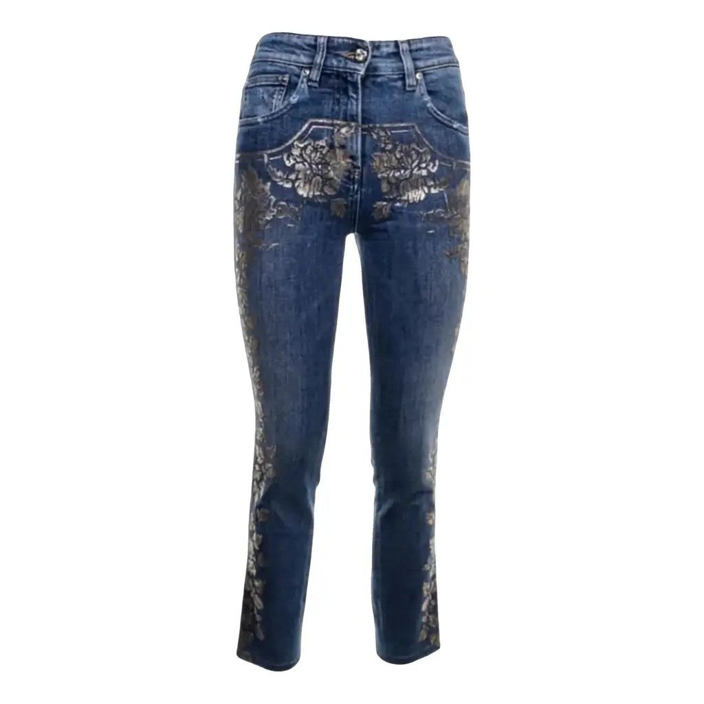 Roberto Cavalli RARE Roberto Cavalli Gold Botanical Embellished Jeans Size 26" / US 2 / IT 38 - 1 Thumbnail